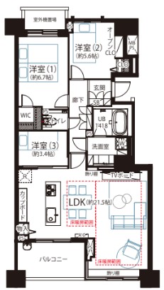 ライオンズスクエア用賀の間取り図